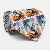 Halloween French bulldog met pompoenen eng Stropdas (Opgerold)