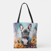 Halloween French bulldog met pompoenen eng Tote Bag (Achterkant)