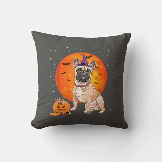Halloween French Bulldog Trick or treat Pumpkin Kussen (Voorkant)
