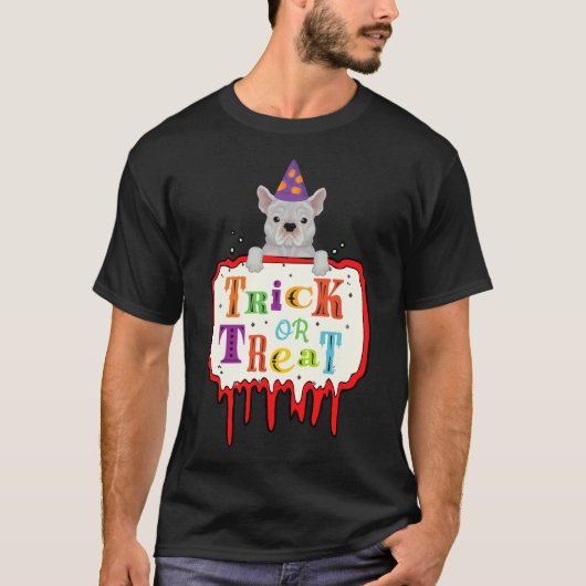 Halloween French Bulldog Trick or treat T-shirt (Voorkant)