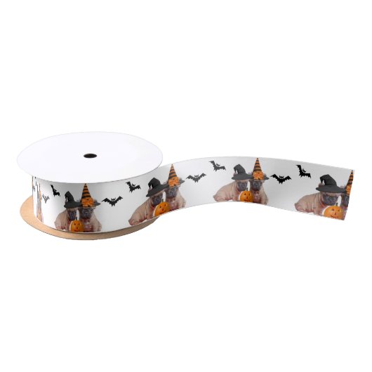 Halloween French Bulldogs Satijnen Lint (Spoel)