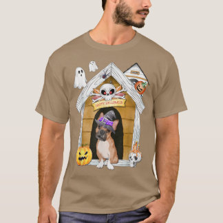 Halloween Frenchie Dog Witch Haunted House T-Shirt