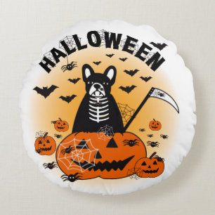 Halloween Frenchie Rond Kussen