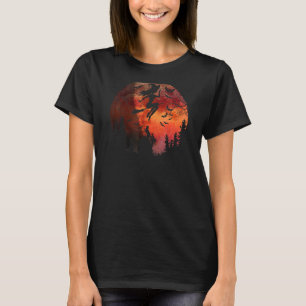 Halloween Frequent Flyer Vliegende Heks Volle Maan T-shirt
