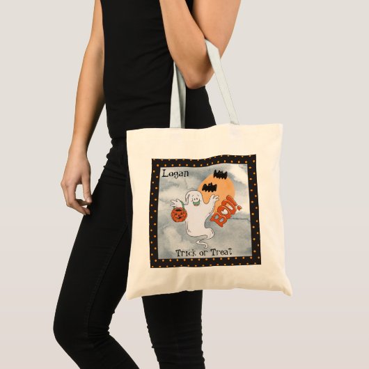 Halloween Friendly Ghost en Bats Trick or treat Tote Bag (Voorkant (product))