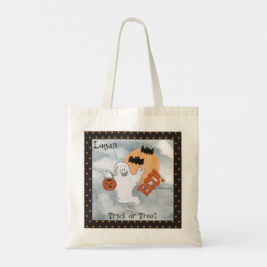 Halloween Friendly Ghost en Bats Trick or treat Tote Bag (Achterkant)