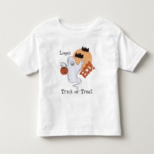 Halloween Friendly Ghost Personalized Kinder Shirts (Voorkant)