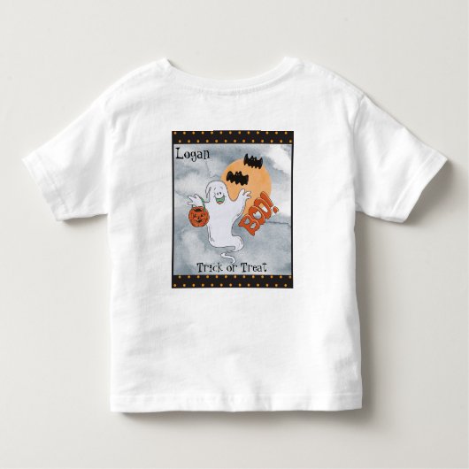 Halloween Friendly Ghost Personalized Kinder Shirts (Achterkant)