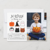 Halloween Friends Cute Modern Boy Birthday Foto Kaart (Voorkant)