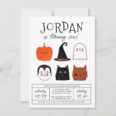 Halloween Friends Cute Modern Boy Birthday Party Kaart (Voorkant)