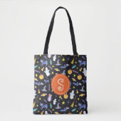 Halloween Friends Pattern Monogram Tote Bag (Voorkant)