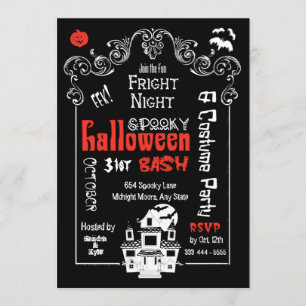 Halloween Fright Night Invitations Kaart