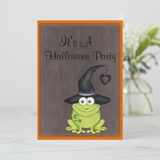 Halloween Frog in een heksen Pet Kaart (Staand voorkant)