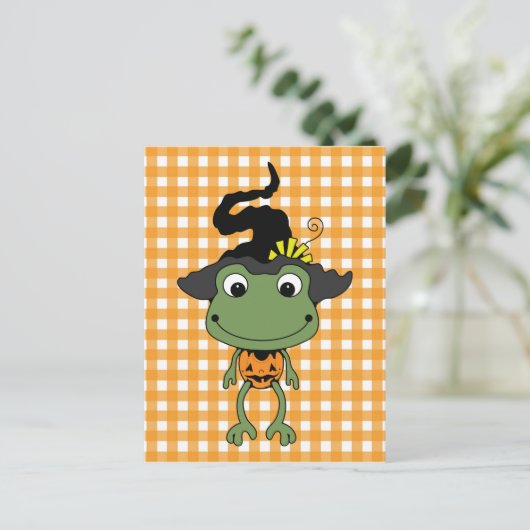 Halloween Frog Witch Briefkaart (Staand voorkant)