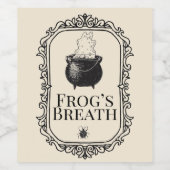 Halloween Frogs Breath Drinken Funny Spooky Wijn Etiket (Enkel label)