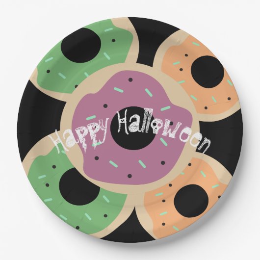Halloween Frosted Donut en Sprinkles Papieren Bordje (Voorkant)