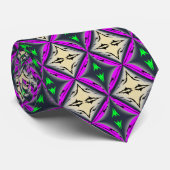 Halloween Full Moon Bats Green Paars Pattern Stropdas (Opgerold)