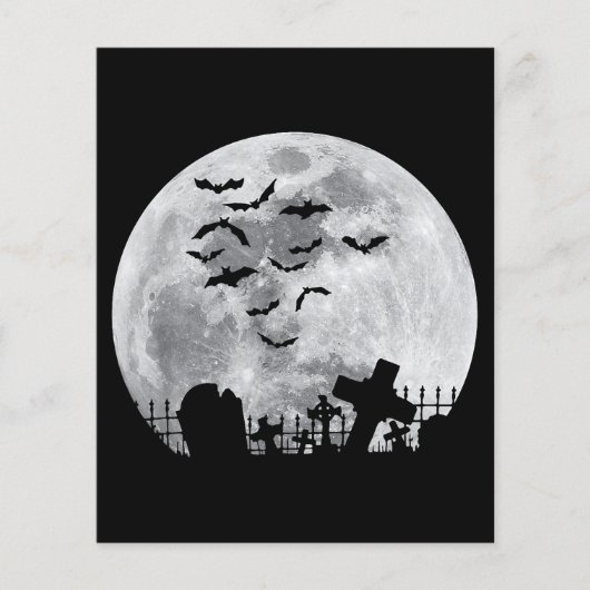 Halloween Full Moon Cemetery Graveyard Spooky Bats (Voorkant)