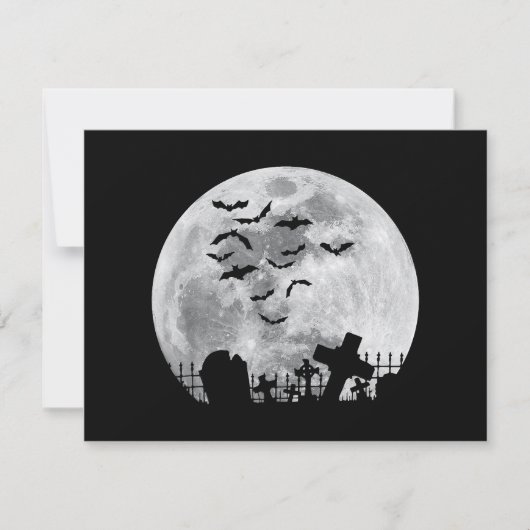 Halloween Full Moon Cemetery Graveyard Spooky Bats (Voorkant)