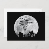 Halloween Full Moon Cemetery Graveyard Spooky Bats Briefkaart (Voorkant / Achterkant)