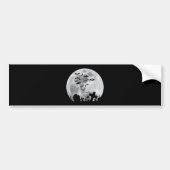 Halloween Full Moon Cemetery Graveyard Spooky Bats Bumpersticker (Voorkant)