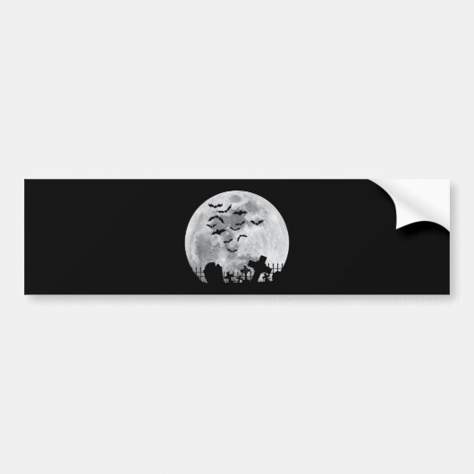 Halloween Full Moon Cemetery Graveyard Spooky Bats Bumpersticker (Voorkant)