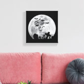 Halloween Full Moon Cemetery Graveyard Spooky Bats Canvas Afdruk (Insitu (Woonkamer))