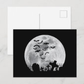 Halloween Full Moon Cemetery Graveyard Spooky Bats Feestdagenkaart (Voorkant / Achterkant)