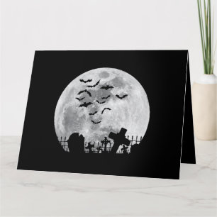 Halloween Full Moon Cemetery Graveyard Spooky Bats Kaart
