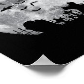 Halloween Full Moon Cemetery Graveyard Spooky Bats Poster (Hoek)