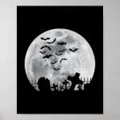 Halloween Full Moon Cemetery Graveyard Spooky Bats Poster (Voorkant)