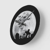 Halloween Full Moon Cemetery Graveyard Spooky Bats Ronde Klok (Hoek)