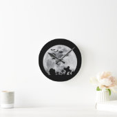 Halloween Full Moon Cemetery Graveyard Spooky Bats Ronde Klok (Huis)
