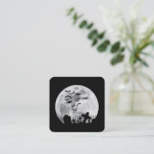 Halloween Full Moon Cemetery Graveyard Spooky Bats Vierkante Visitekaartje (Staand voorkant)