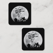 Halloween Full Moon Cemetery Graveyard Spooky Bats Vierkante Visitekaartje (Voorkant / Achterkant)