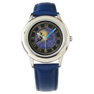 Halloween Full Moon en heks Horloge