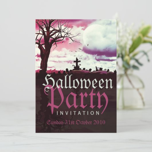 Halloween Full Moon Fun Uitnodiging (Staand voorkant)