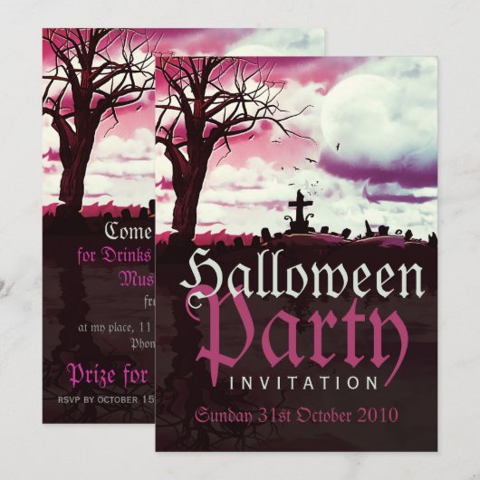 Halloween Full Moon Fun Uitnodiging (Voorkant / Achterkant)