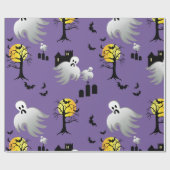Halloween Full Moon Ghosts op Paars Cadeaupapier (Vlak)