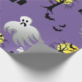 Halloween Full Moon Ghosts op Paars Cadeaupapier (Hoek)