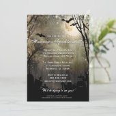 Halloween Full Moon Graveyard Party nodiging Kaart (Staand voorkant)