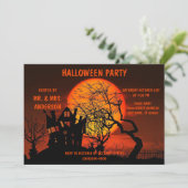 Halloween Full Moon Hauned House Horror Night Kaart (Staand voorkant)
