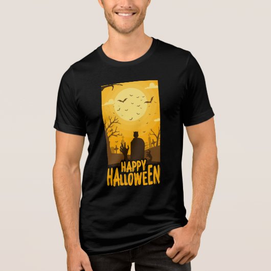 Halloween Full Moon Night Tri-Blend Shirt (Voorkant)
