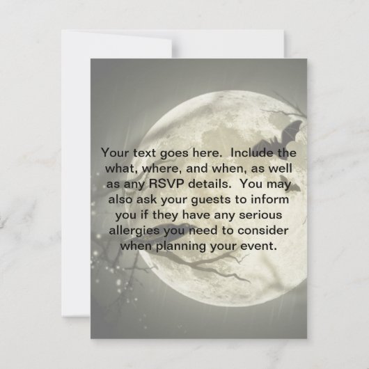 Halloween Full Moon Uitnodiging (Achterkant)