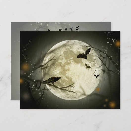 Halloween Full Moon Uitnodiging (Voorkant / Achterkant)