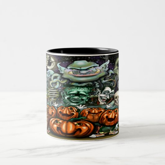 Halloween Fun Art Tweekleurige Koffiemok (Center)
