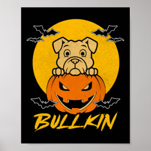 Halloween Fun Bulldog Halloween pompoen kostuum Poster