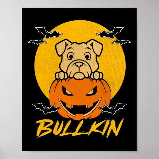 Halloween Fun Bulldog Halloween pompoen kostuum Poster (Voorkant)