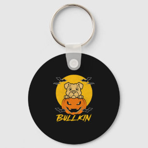 Halloween Fun Bulldog Halloween pompoen kostuum Sleutelhanger