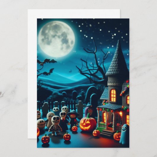 Halloween Fun Claymation Uitnodigingen (Voorkant / Achterkant)